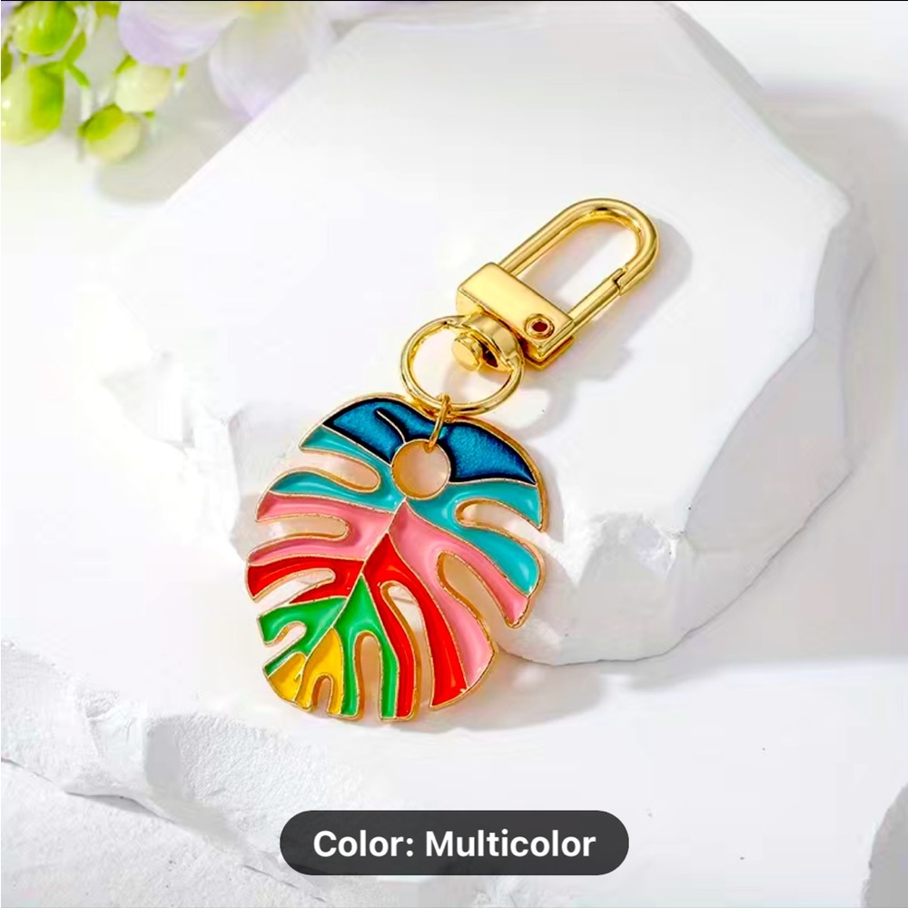 🎯10/10.00 ** Multi colored plant leaf keychain.